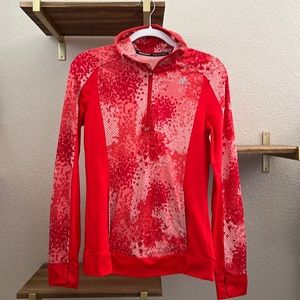 Adidas red bubble print quarter zip pullover